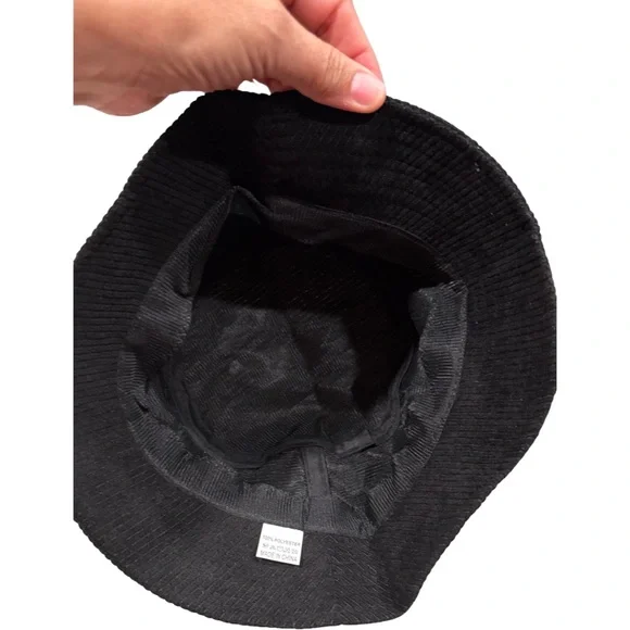 Black Corduroy Unisex Bucket Hat - Picture 3 of 5